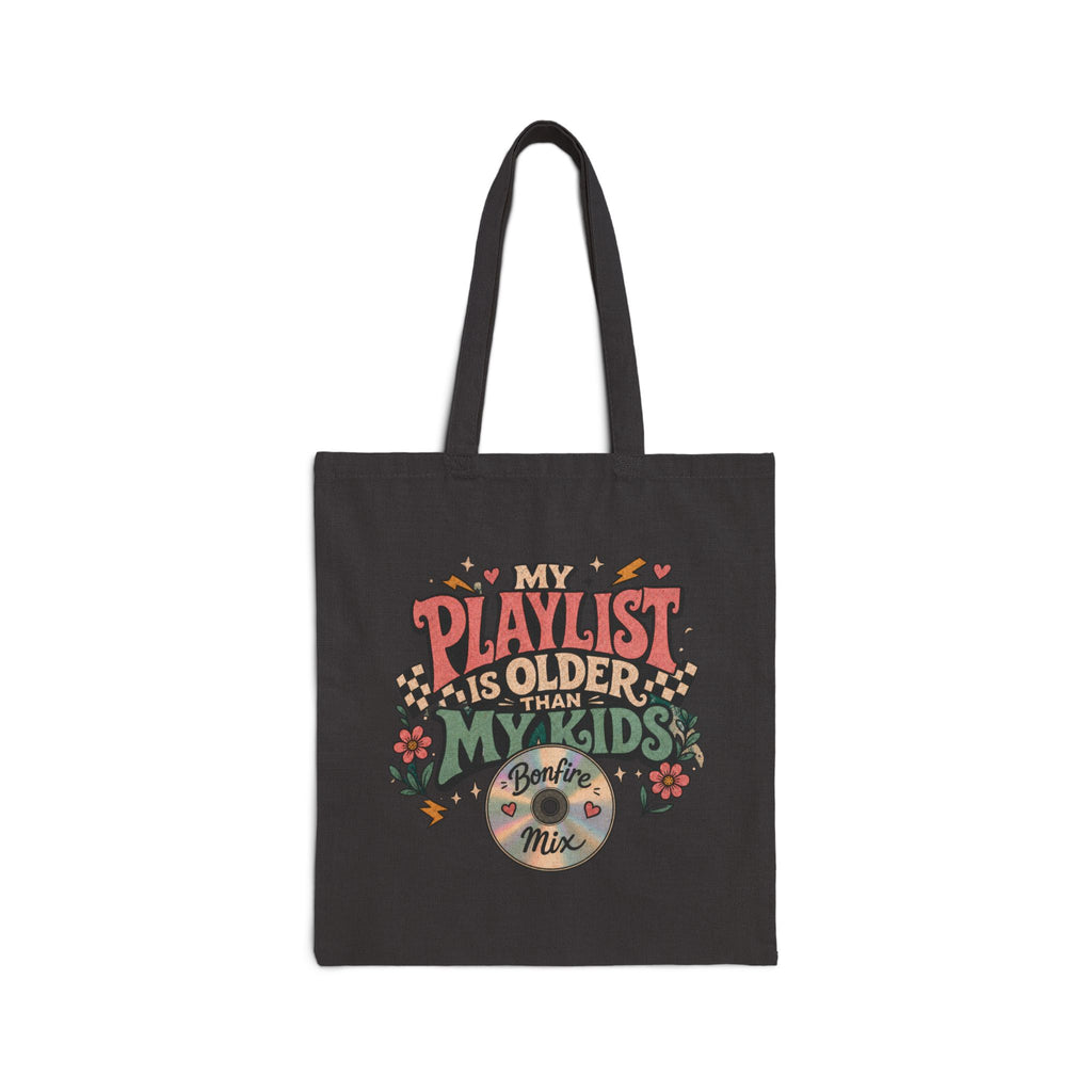 My Playlist Is Older Than My Kids Canvas Tote Bag | Pop Punk Mom Tote | Retro Mixtape Mom Bag