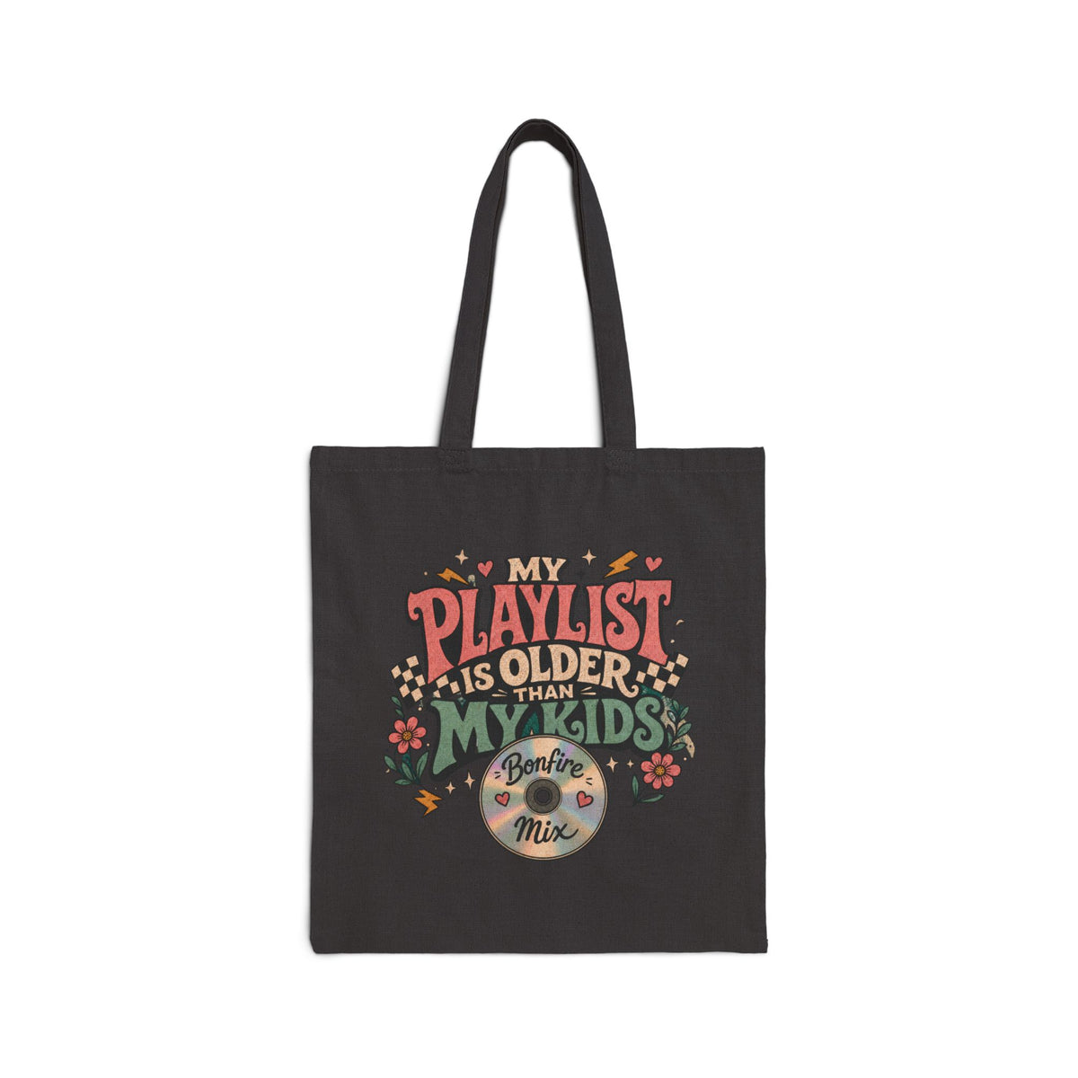 My Playlist Is Older Than My Kids Canvas Tote Bag | Pop Punk Mom Tote | Retro Mixtape Mom Bag
