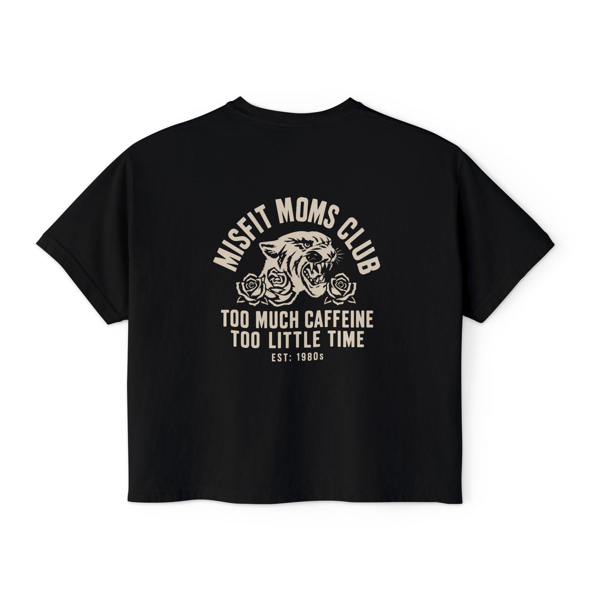 Misfit Moms Club | Too Much Caffeine, Too Little Time | Women's Boxy Crop Tee