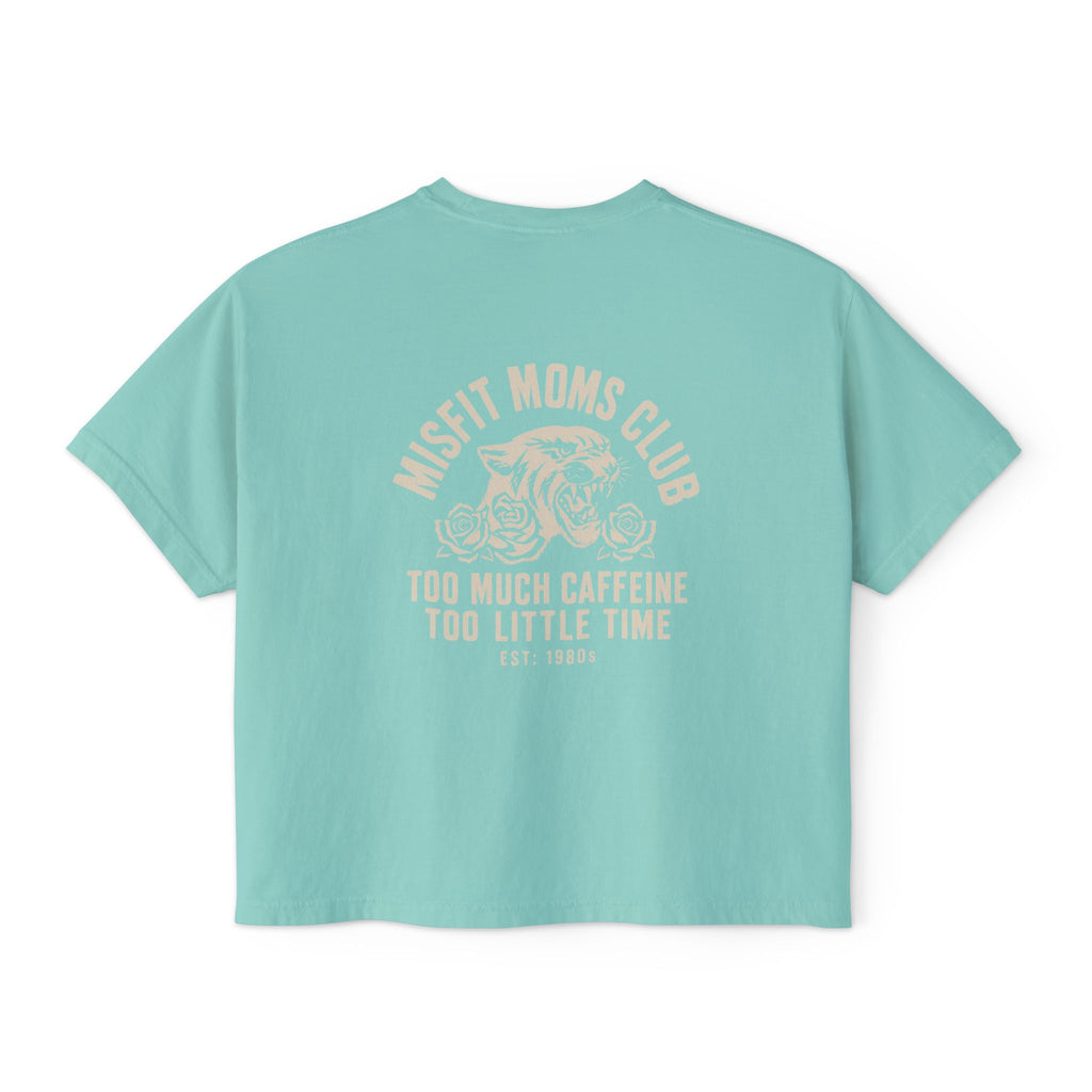 Misfit Moms Club | Too Much Caffeine, Too Little Time | Women's Boxy Crop Tee