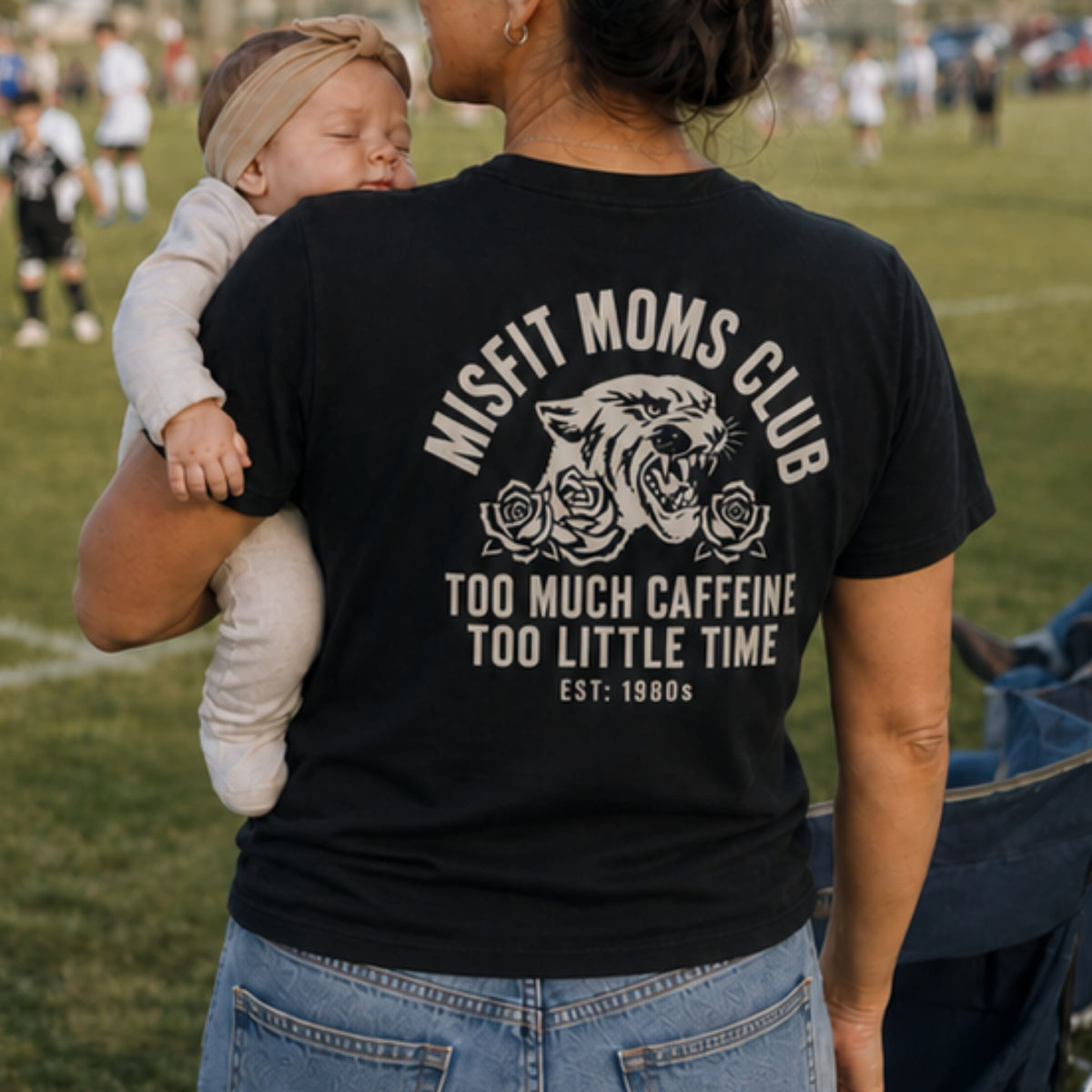 Misfit Moms Club | Too Much Caffeine, Too Little Time | Women's Boxy Crop Tee