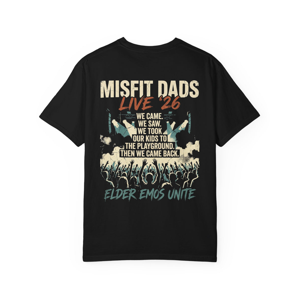 Misfit Dads Live '26 band tee T-Shirt | Elder Emos Unite, Concert Crowd Design